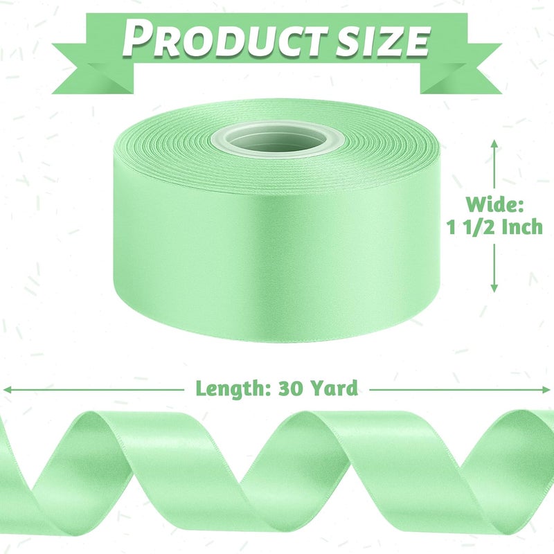 Fullive 1 1/2 Inch Apple Green Satin Ribbon, 30Yards Ribbon for Gift Wrapping, Polyester Christmas Tree Ribbons for Birthday Easter Christmas Decorations DIY Bows Wrapping Bouquet Floral Arrangements - Image 2